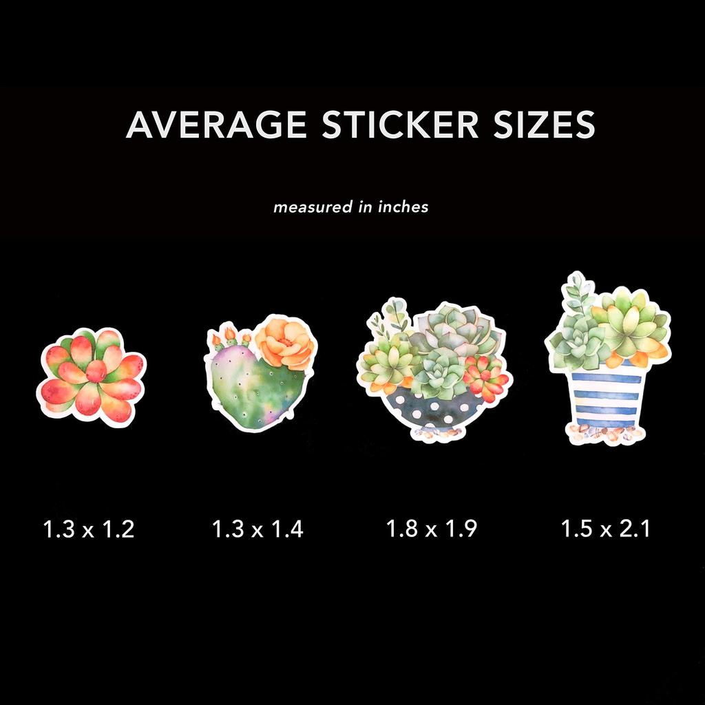 Navy Peony Succulent Watercolor Stickers and Stickers for Water and Journals (21 Sheets) - Cute, Water-Resistant, Long-Lasting Bottles, Laptops,