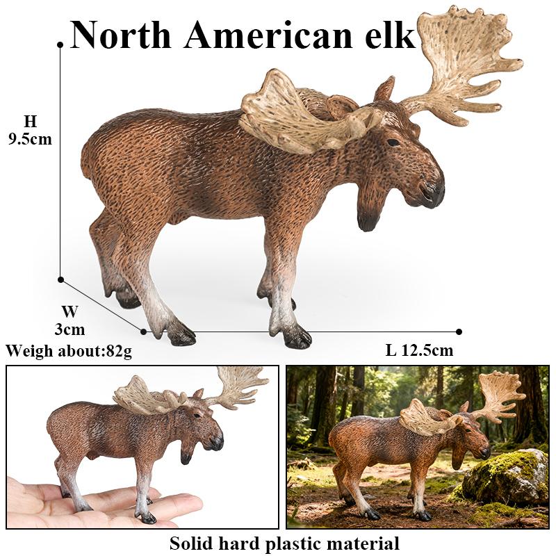 Oenux Forest Deer Animals Simulation Wild White-Tailed Elk Action Figures Moose Figurines Model Decoration Toy Kids Xmas Gift