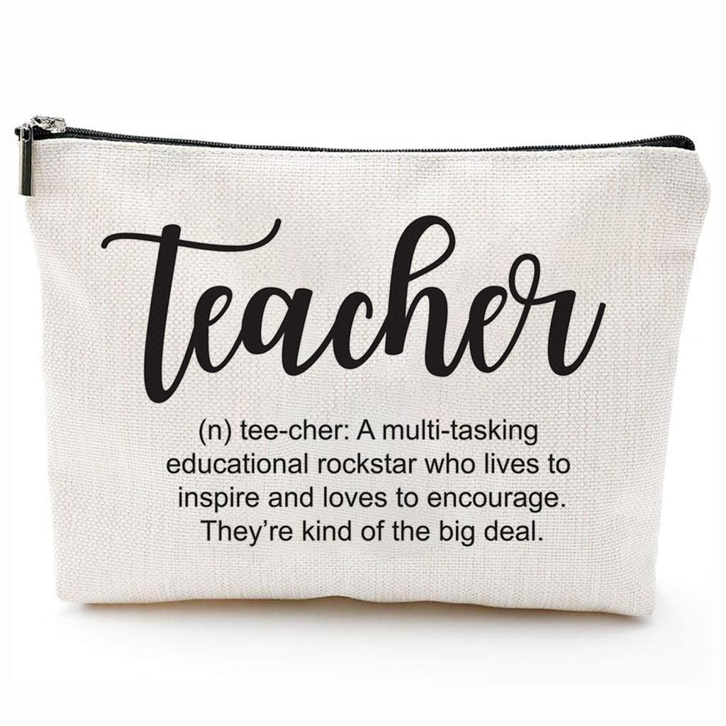 Teacher Gifts Teacher Appreciation Gifts Thank You Teacher Gift Bags Zipper Cosmetic Makeup Bag Canvas Pencil Pouch