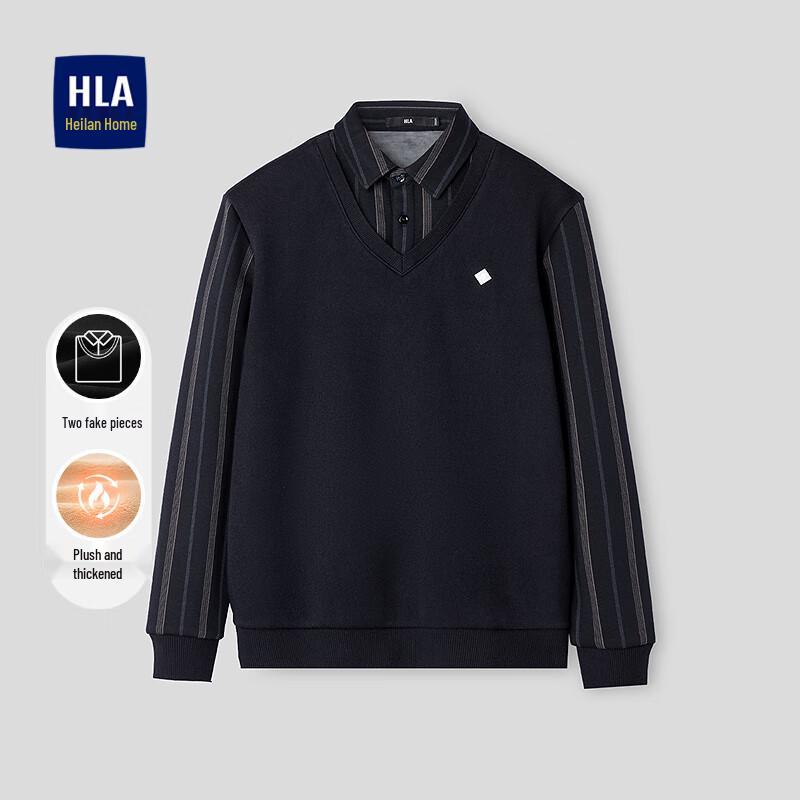 

HLA Men s Winter Thermal Faux Two-Piece Knitted Sweater 2XL