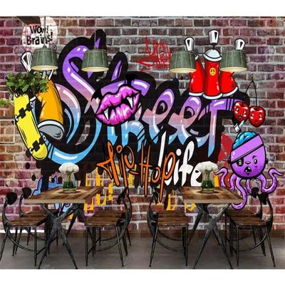 Wallpaper 3d Photo Murals Street Graffiti Trend Brick Wall Broken Wallpaper Bar Background Wall Mural