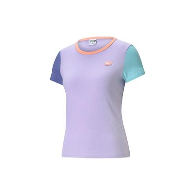 Downtown Lässiges Kurzarm-Rundhals-T-Shirt Damen Oberteile Hell-Lila 531441-16