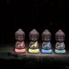 Keramiska te Djurprydnader Buddha Upplyst Staty Mini Munkfigurer Fin Sand Små Munkar Te Djurinredning