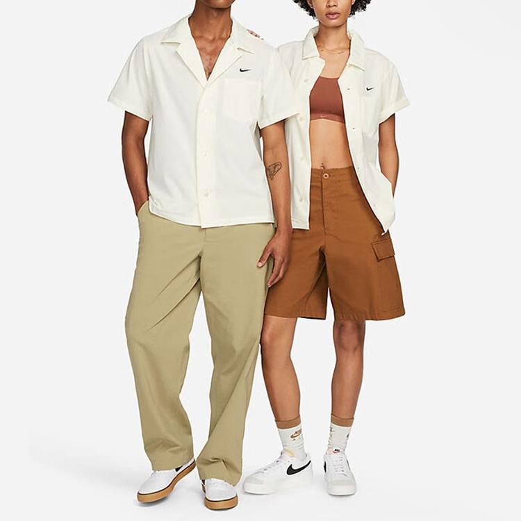 Nike Solid Color Logo Casual Loose Short Sleeve Polo Shirt Men Tops White DV9074-113