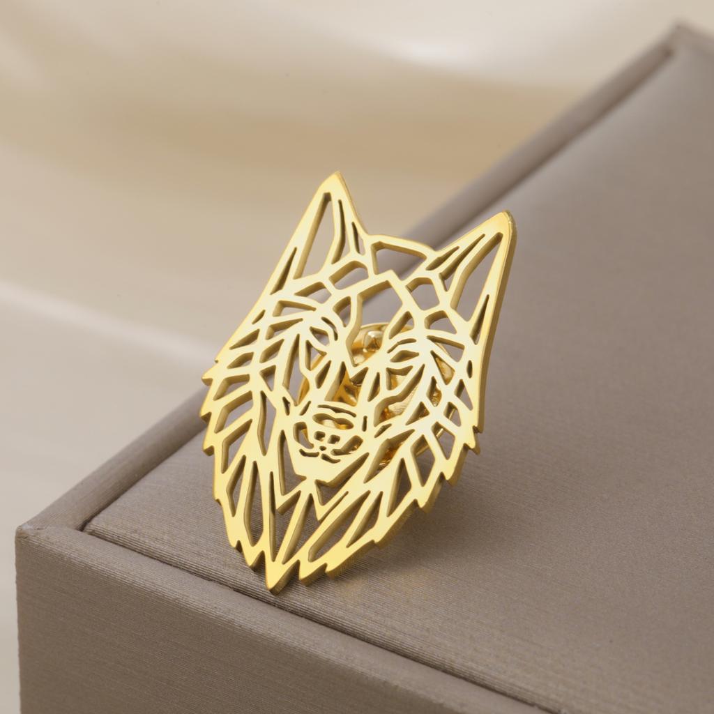 Animal Wolf Head Brooch for Men Women Stainless Steel Punk Lapel Pins Suit Collar Badges On Backpack Jewelry 2026 Gift New In