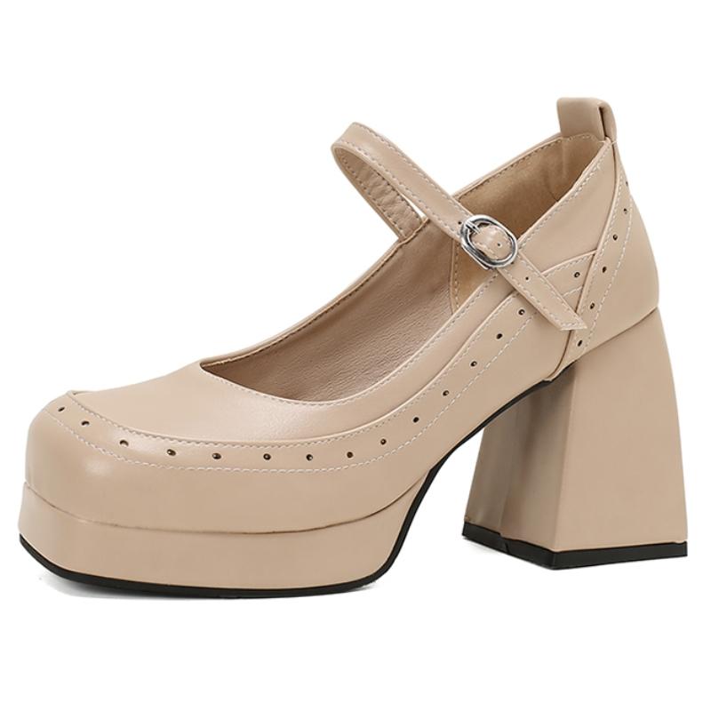 Fashion Elegant Women's High Heels Mary Janes Shoes Pumps Platform Large Size 45 Black Gray Red Heeled Dance Party Wedding Shoes Female