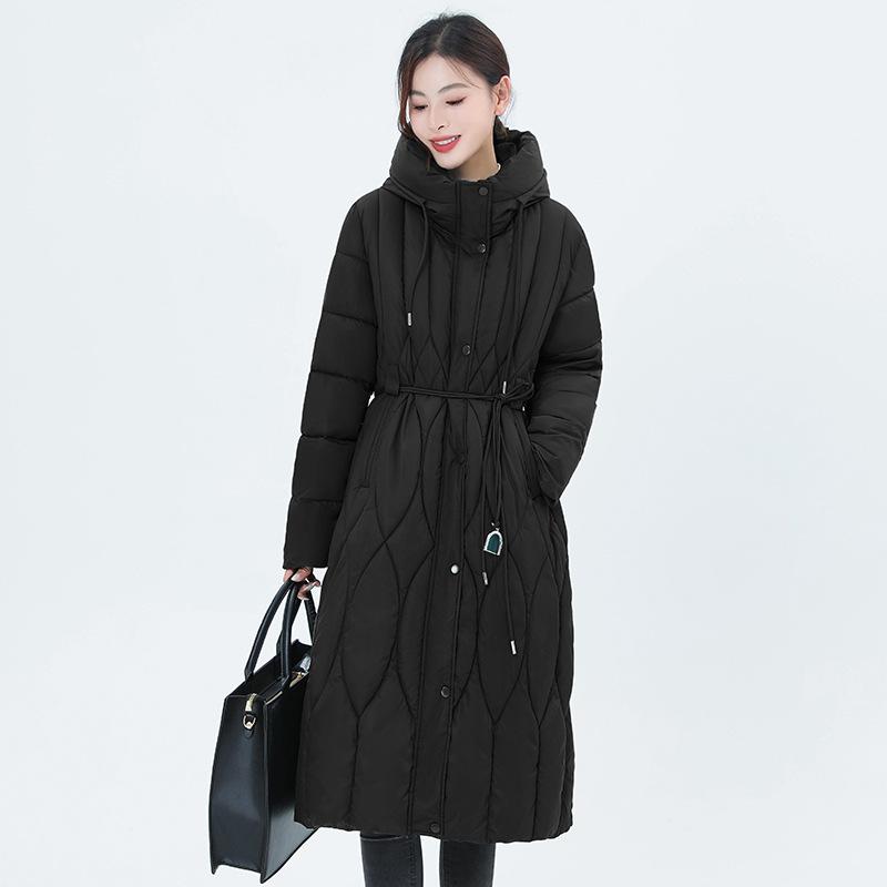 Diamond-shaped Plaid Small Fragrance Down Cotton Jacket Women's 2025 Winter Wear New Mid-length Over-the-knee Plus-size Slim Padded Jacket