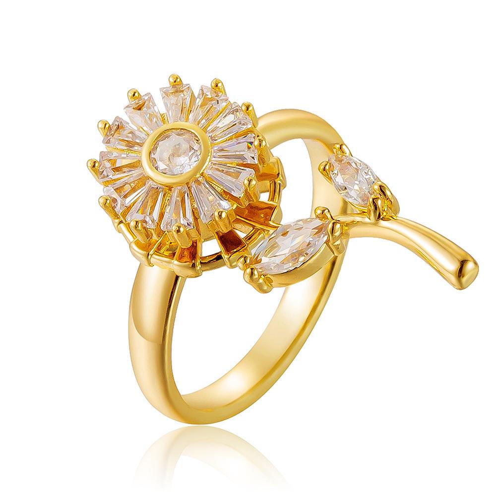 Diamond Sunflower Clover Adjustable High-end Korean Style Ring