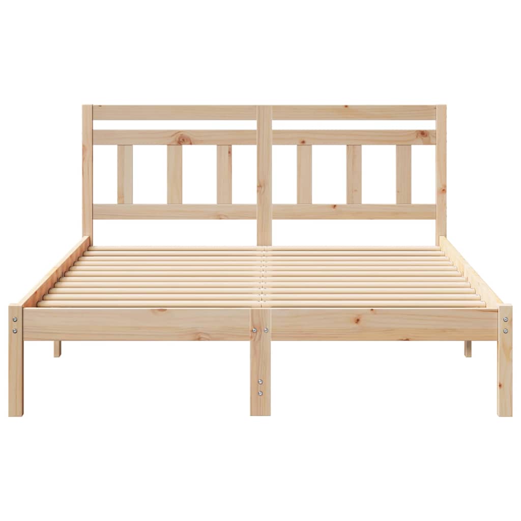 Brown Bed Frame 120 x 200 cm Solid Pine Wood