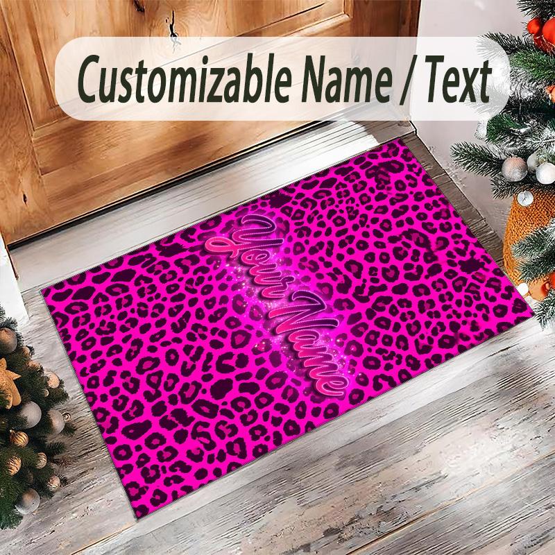 Lion Tiger Theme Crystal Velvet Rug Personalized Custom Name Text Soft Floor Mat Home Decor