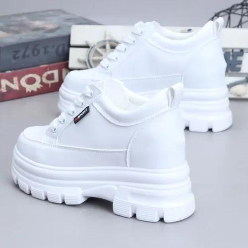 Fashion Autumn Winter Shoes Women's Thick-soled Platform White Shoes Women's Inner Height 10CM Skateboard Shoes Waterfroof Sneakers