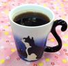 Artha Twin Black Transforms from Black to White When Filled with Hot Stylish Mugs with Tail Arrives in a Heart Shape Mugs, Cat, Color-Changing/Dawn,