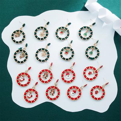 Cute and Playful Christmas Earrings Christmas Tree Round Earrings Simple and Sweet Earrings