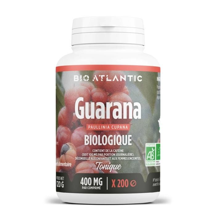 Guarana bio 200 comprimés 400 mg
