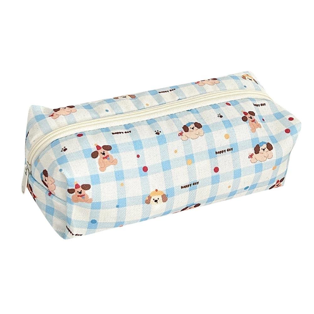 

Large Capacity Pen Bags Cute Puppy Student Stationery Organizer Stationery Bag School Supplies Plaid Puppy