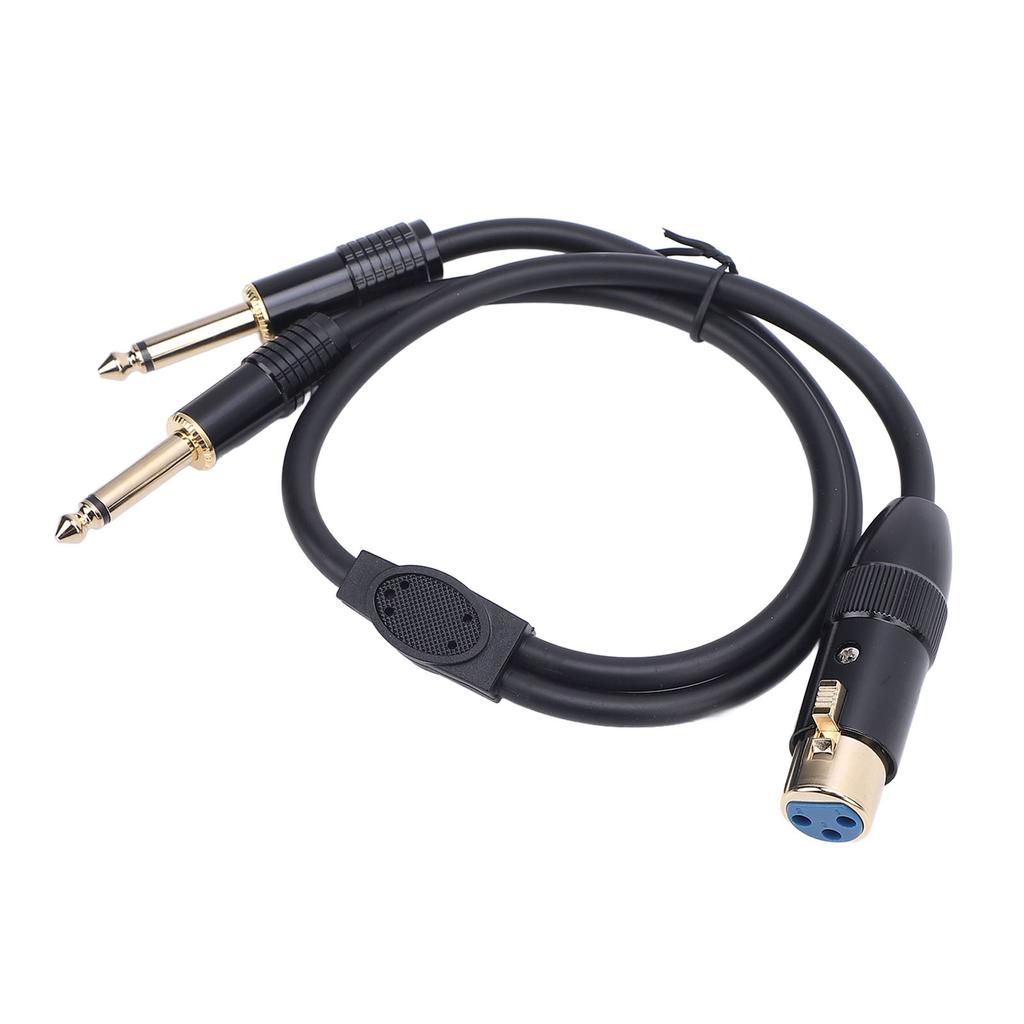 3 Pin XLR to 1 4in Microphone Cable Excellent Sound Quality Plug and Play XLR Female Dual 6.35mm Cable for Amplifier