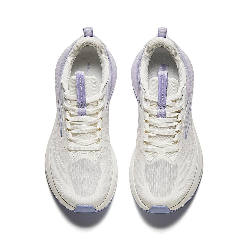 New Anta C37+ Cushioned Wear Resistant Breathable Height Increasing Low Top Casual Running Shoes Women's White Purple 922425507-5
