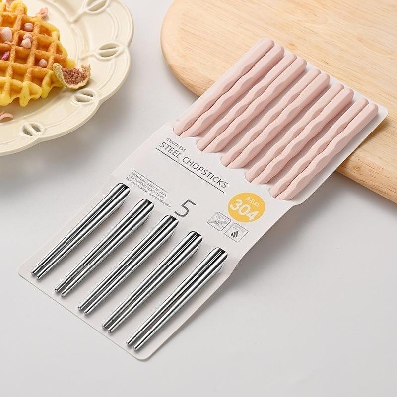 304 Stainless Steel Chopsticks Five-color Adult Chopsticks High Temperature Resistant Meal Chopsticks Public Chopsticks