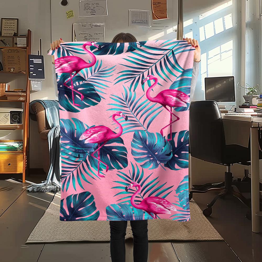 1Pc Flamingo Print Flannel Blanket, High quality Comfortable for All Seasons, Home Decor, Warmth and Comfort, Perfect for Christmas Gifts