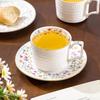 Vintage Floral Ceramic Coffee Cup & Saucer Set with Spoon, Gift Box, 280ml for Afternoon Tea