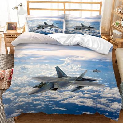 Light Blue Duvet Cover Set With Airplane Design Let The Adventure Begin Perfect For Travel Love Children Kids And Adults Soft