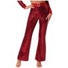 Womens Glittery Sequin Jazz Dance Pants Flared Design Elastic High Waist Rhinestone Decor Bell Bottom Trousers