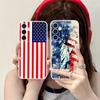 USA America Flag Clear Mobile Phone Case for Samsung Galaxy S25 S24 S23 S22 S21Plus FE Ultra Colorful Cover