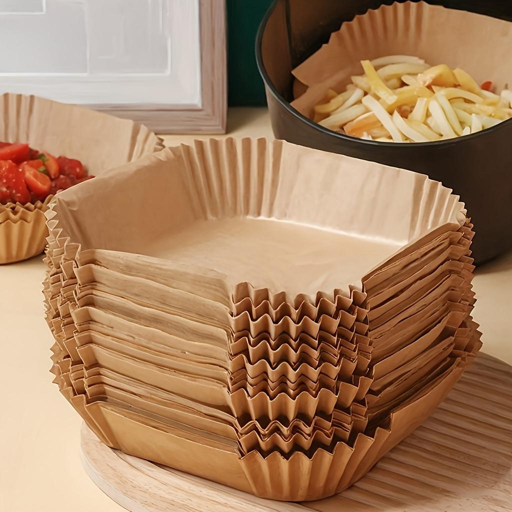 100pcs Non-Stick Air Fryer Liners - Premium Paper Single Sheets with Ridged Edges for Secure Cooking