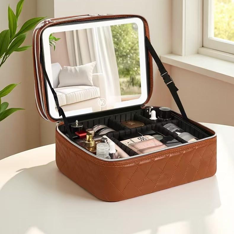 2025 High-Capacity LED Makeup Case: Portable Travel Bag with Mirror & Light