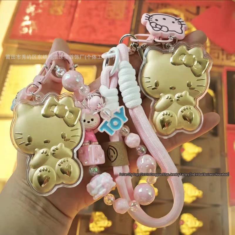 Hello Kitty 999 Pure Gold Keychain – Cute Gold Pendant for Mobile, Bag, or Car Charm