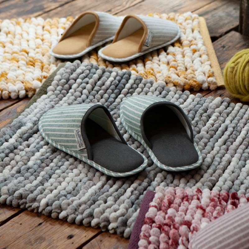 Dulton Chenille Handloom Mat 500 X 750mm Grey Comfortable To the Touch Bath Mat Foot Wipe Handwoven Yellow White RN-0496-75GY