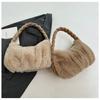 Luxury Furry Shoulder Bag Solid Color Soft Handbag Zipper Fluffy Clutch Bag