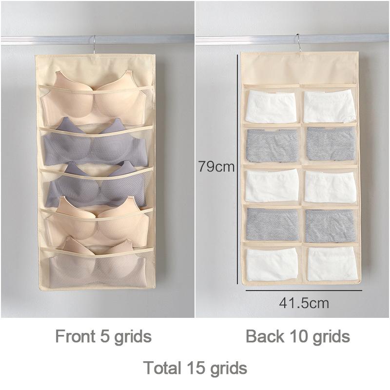 Non-Woven Double-Sided Underwear Storage Bag Wardrobe Hanging Bag Folding Clothing Organizer Transparent Socks Bra Storage Bags