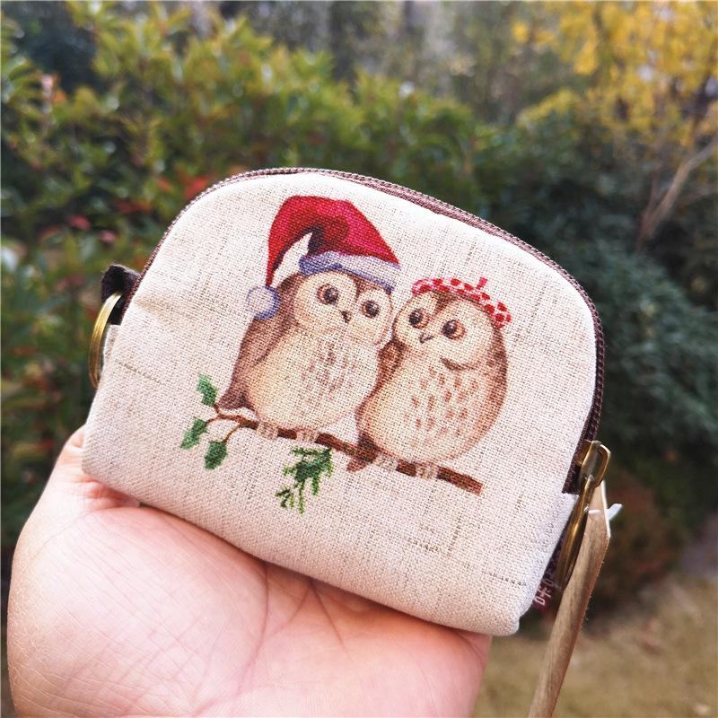 

Cute Animal Canvas Coin Purse Women Short Shell Wallet Keyring Zip Card Bag Cartoon Lion Fox Bear Dinosaur Small Change Purses
