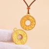 Gold Koi Ruyi Rhinestone Pendant Necklace - Unisex Retro Sweater Chain