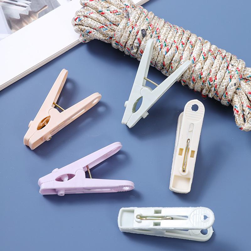 12-Clip + Clothesline Set Colorful Drying Clips Multifunctional Windproof Clothesline
