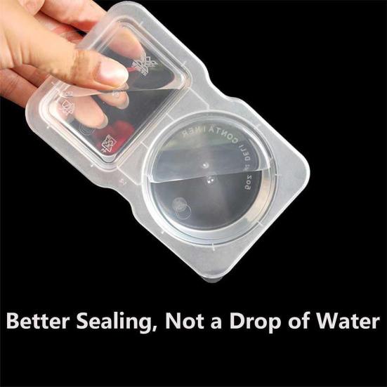 Double Compartment Condiment Container with Lids And Spoon Leakproof Sauce Box Reusable Transparent Seasoning Containers for Kitchen Cafe Restaurant