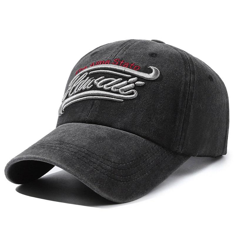 Hat Men'S Spring And Autumn Washing Embroidery Alphabet Baseball Cap Retro Peaked Cap Women'S Tide Casual Shade Sports Sun Hat