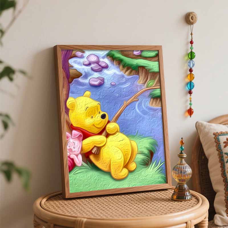 Disney Winnie the Pooh Oil Painting Art Handmade Diy Painting Home Decoration Gift