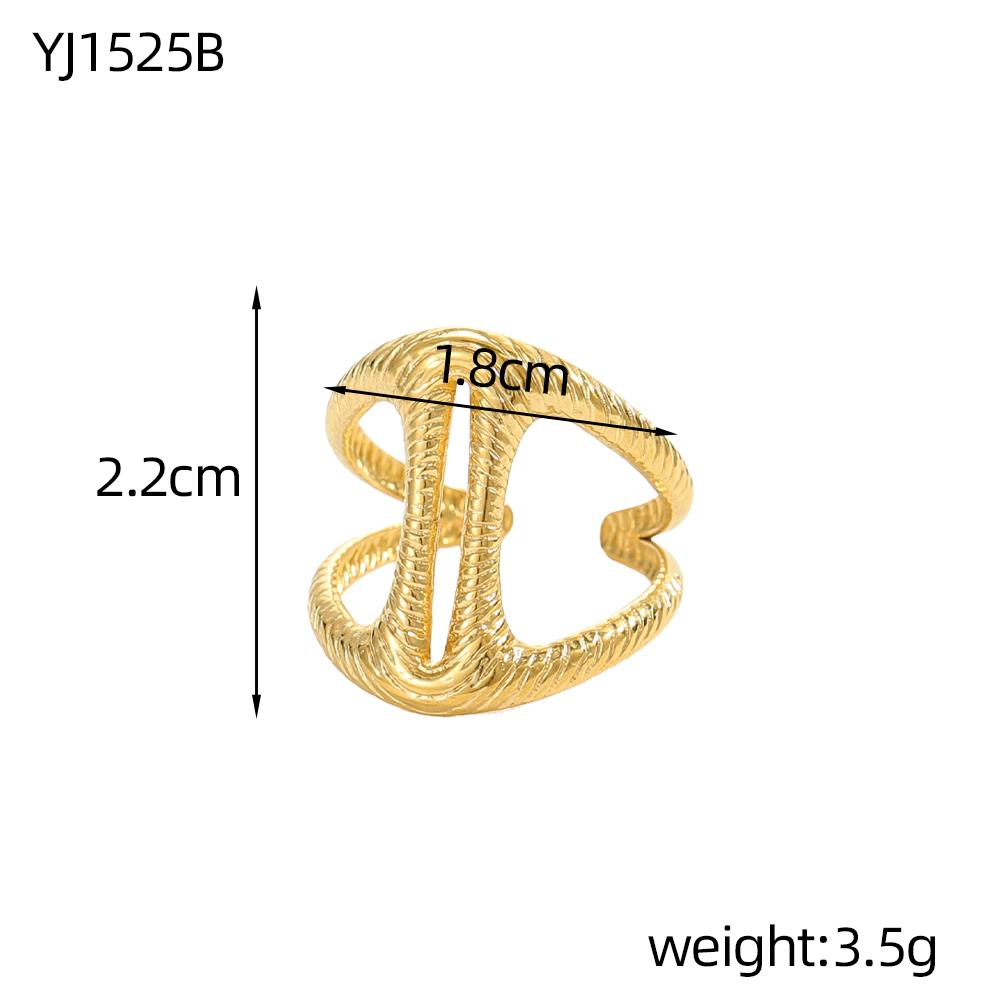 CARLIDANA Vintage Multilayer Sun Stainless Steel Gold Plated Rings for Women Hollow Line Charm Adjustable Men Open Ring Jewelry