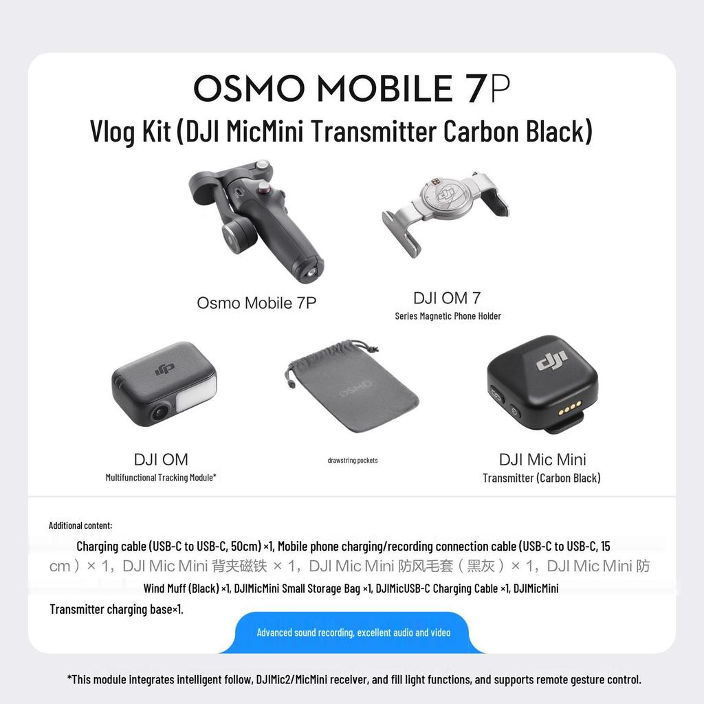 Estabilizador de teléfono DJI Osmo Mobile 7P: Seguimiento Inteligente, Anti-Vibración, Estabilizador de Mano para Vlogs