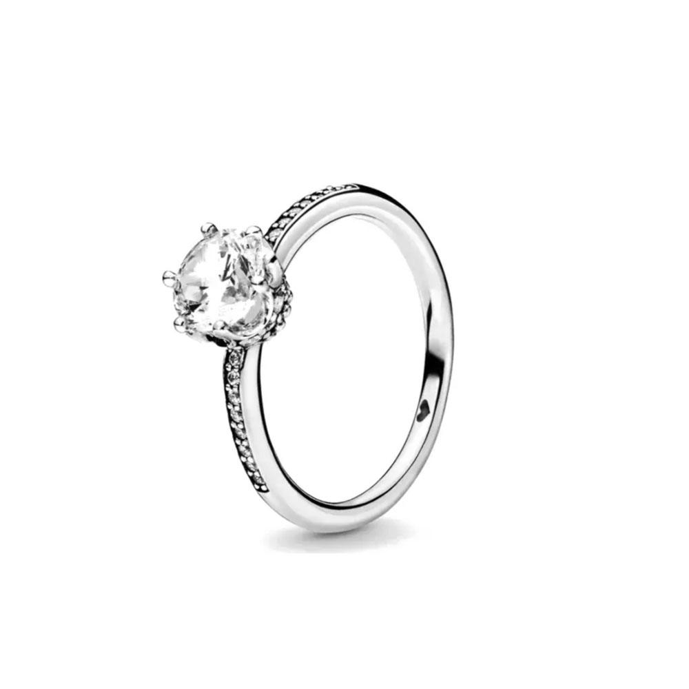 925 Sterling Silver Bow and Heart-shaped Women's Ring, More Suitable for Valentine's Day Wedding Crystal Accessories