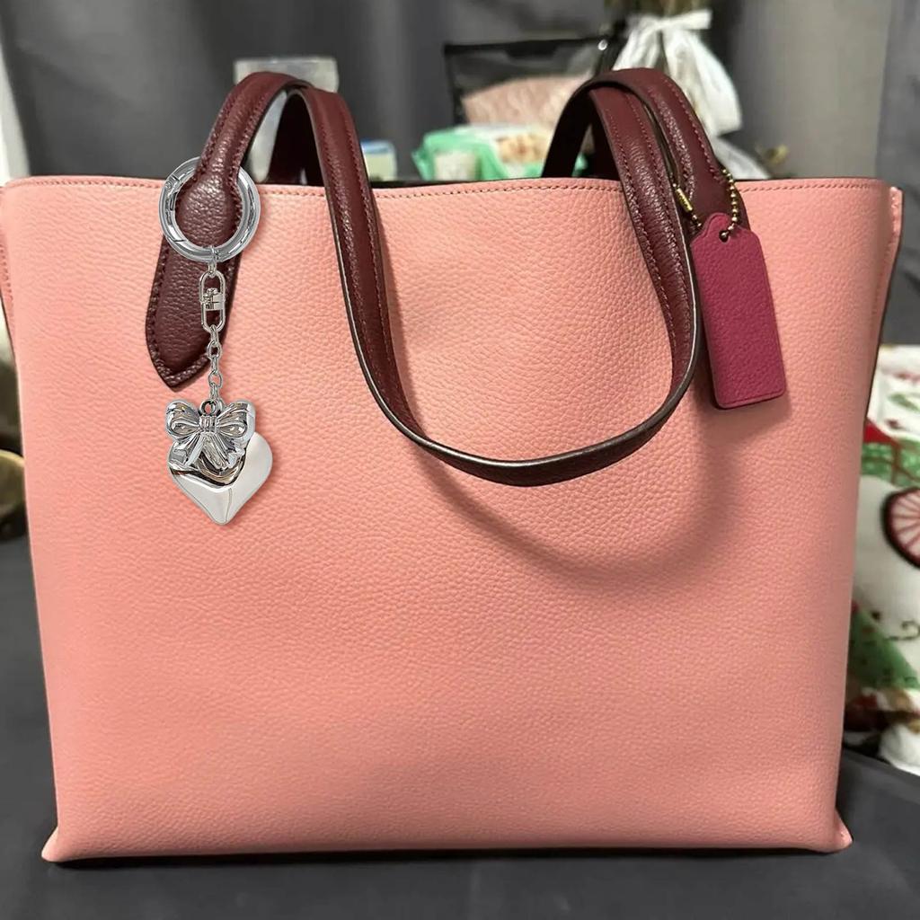 Bowknot Heart Pendant Keychain Big Heart Keyring Hanging Decorations for Car Key Backpack Bag Purse Jewelry Accessory