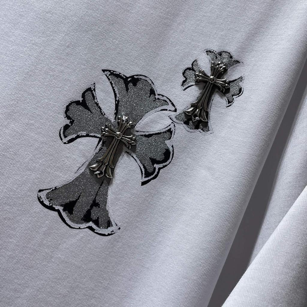 8937 CHROME HEARTS 2026 Summer New High Quality Cotton Round Neck Loose Large Size Men's and Women's T-shirt Couple T-shirt