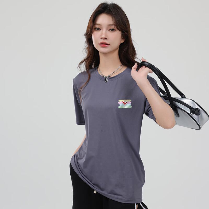 Baleno Women s Ice Silk Breathable UV Protection Sporty Heart Print Short Sleeve T-Shirt S