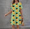 Fashion 3D Print Summer Dress Loose Casual Short Sleeve O-Neck Mini Dress