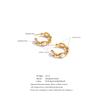 Yhpup Simulated Pearls C-Shape Hoop Earrings for All Occasions Stainless Steel Vintage Fashion Korean Daily Basic Jewelry Gift