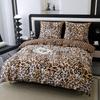 Satin Bedding 220x200cm Beige Brown Leopard Print