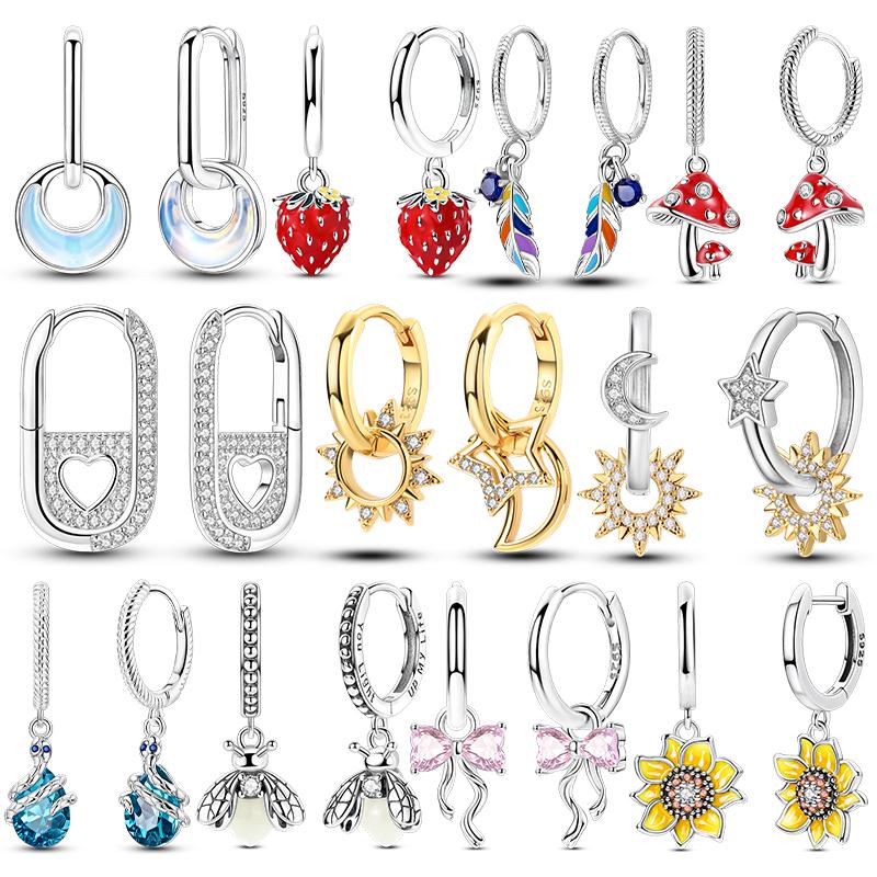 Earrings Sales 925 Silver Shining Zircon Earring for Women Man Simple Round Circle Hoop Earrings Party Jewelry Gift