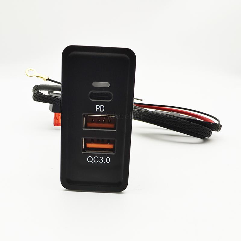 Car USB Quick Charge QC3.0 Fast Phone Charger Adapter Modified Charging Interface Socket Power Switch for Golf 7 Accessories